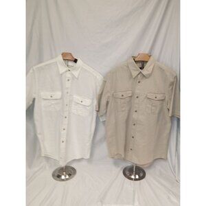 Covington Basic Editions Tan White Button Down Collared Shirts Size Medium